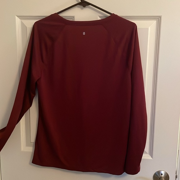 Maroon Long Sleeve Athletic Shirt, 100% Polyester - Picture 4 of 5